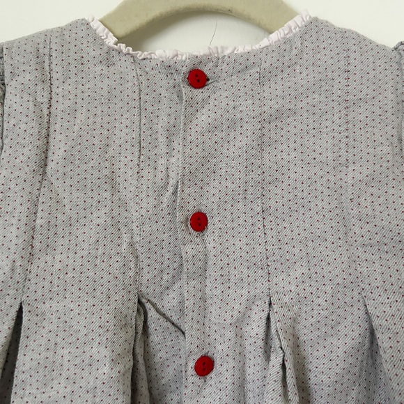 Vintage 80s Button Up Grey and Red Party Dress • Size 2T - Picture 3 of 3
